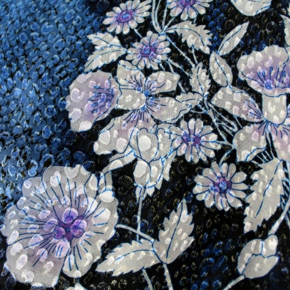 ELIE TAHARI Zeina floral and Snake Print Blouson Sleeve Blouse top blue Sz M - Picture 5 of 12